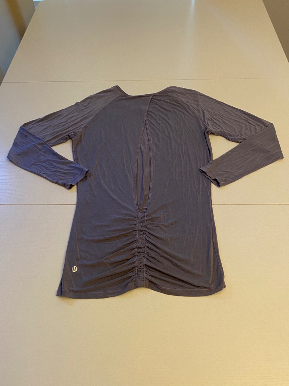 Lululemon Deep Stretch Long Sleeve Cinch Open Back - Lilac Stone - Size 6